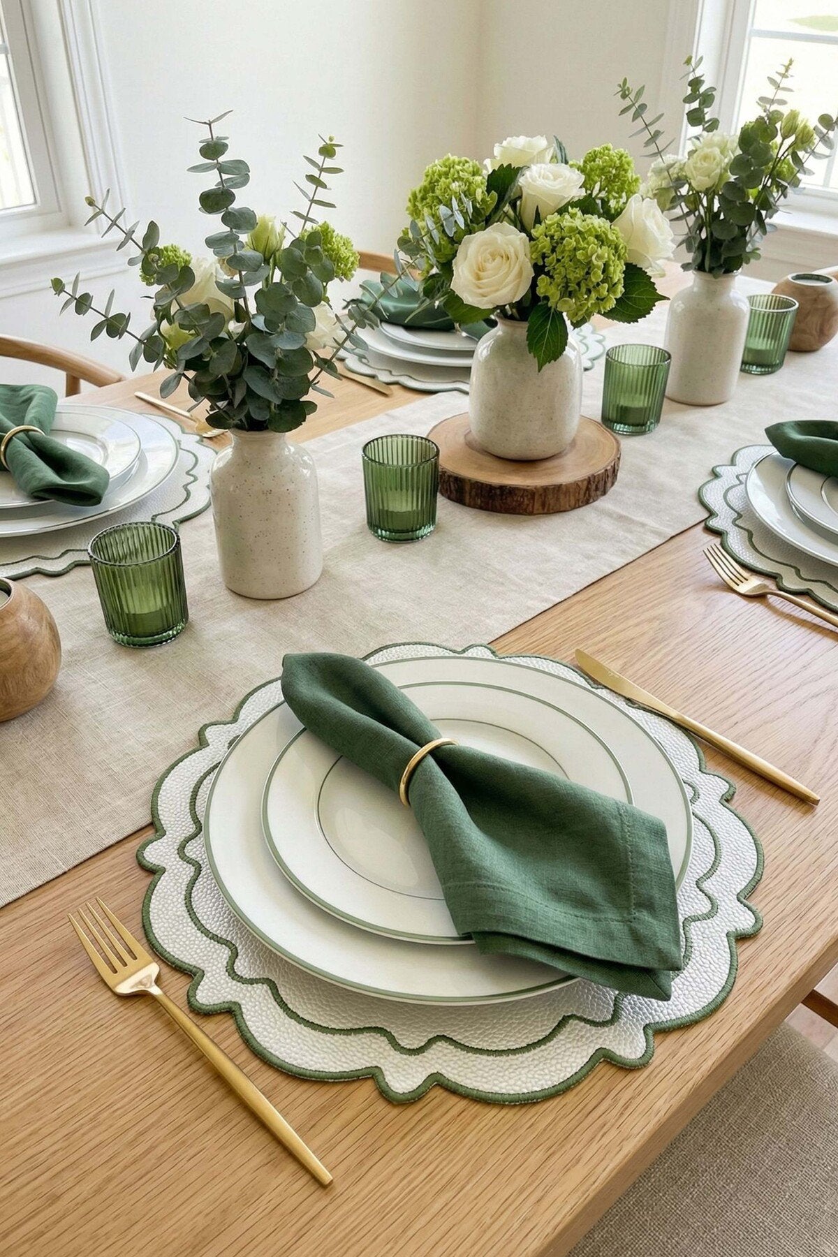 Ripple İnci Beyaz Suni Deri Nakışlı Amerikan Servis 2 Adet