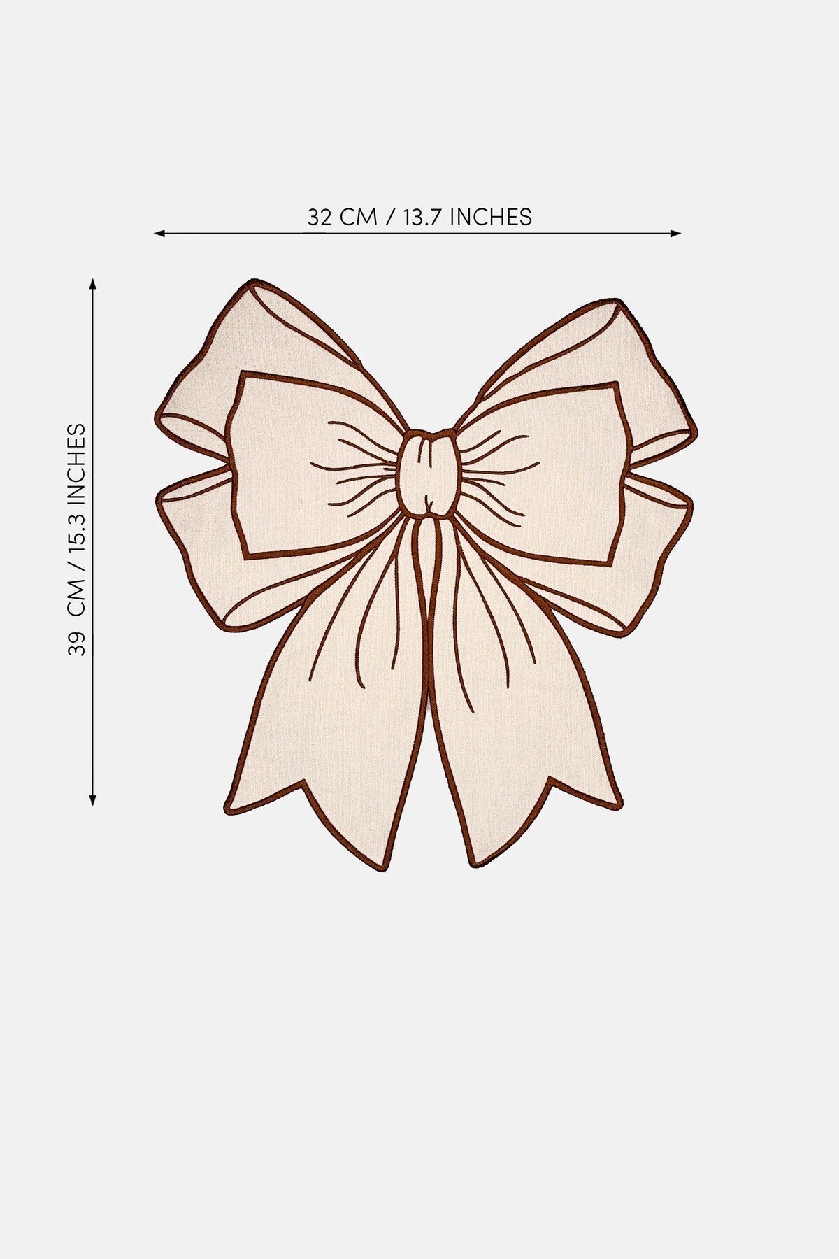 Bow Ekru Kumaş Fiyonk Form Tarçın Nakışlı Amerikan Servis 35x39 cm- 1 Adet