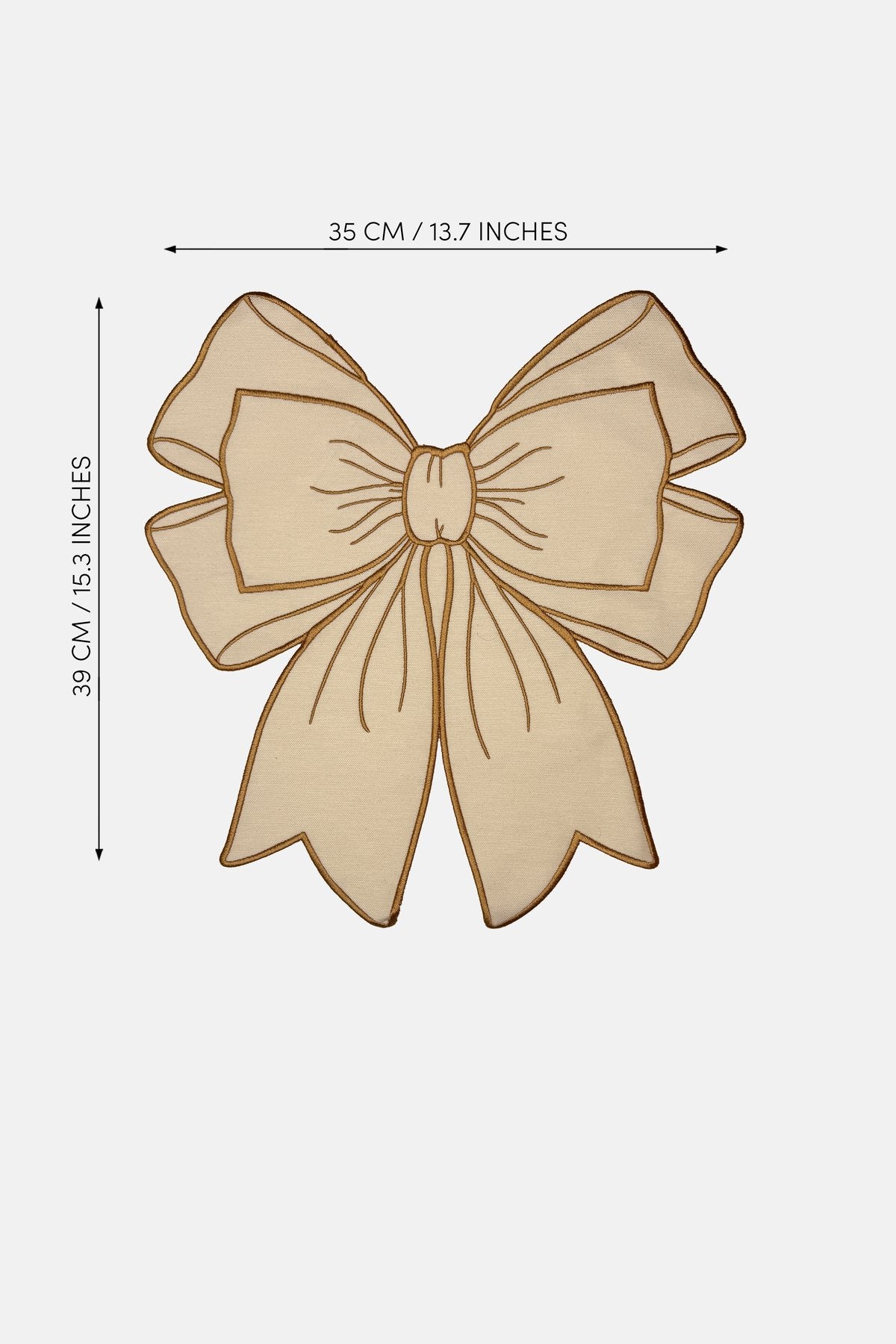 Bow Bej Kumaş Fiyonk Form Nakışlı Amerikan Servis 35x39 cm- 1 Adet