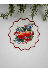 Peach & Berry Charm Desenli Nakış Kenar Kokteyl Peçetesi 1 Adet