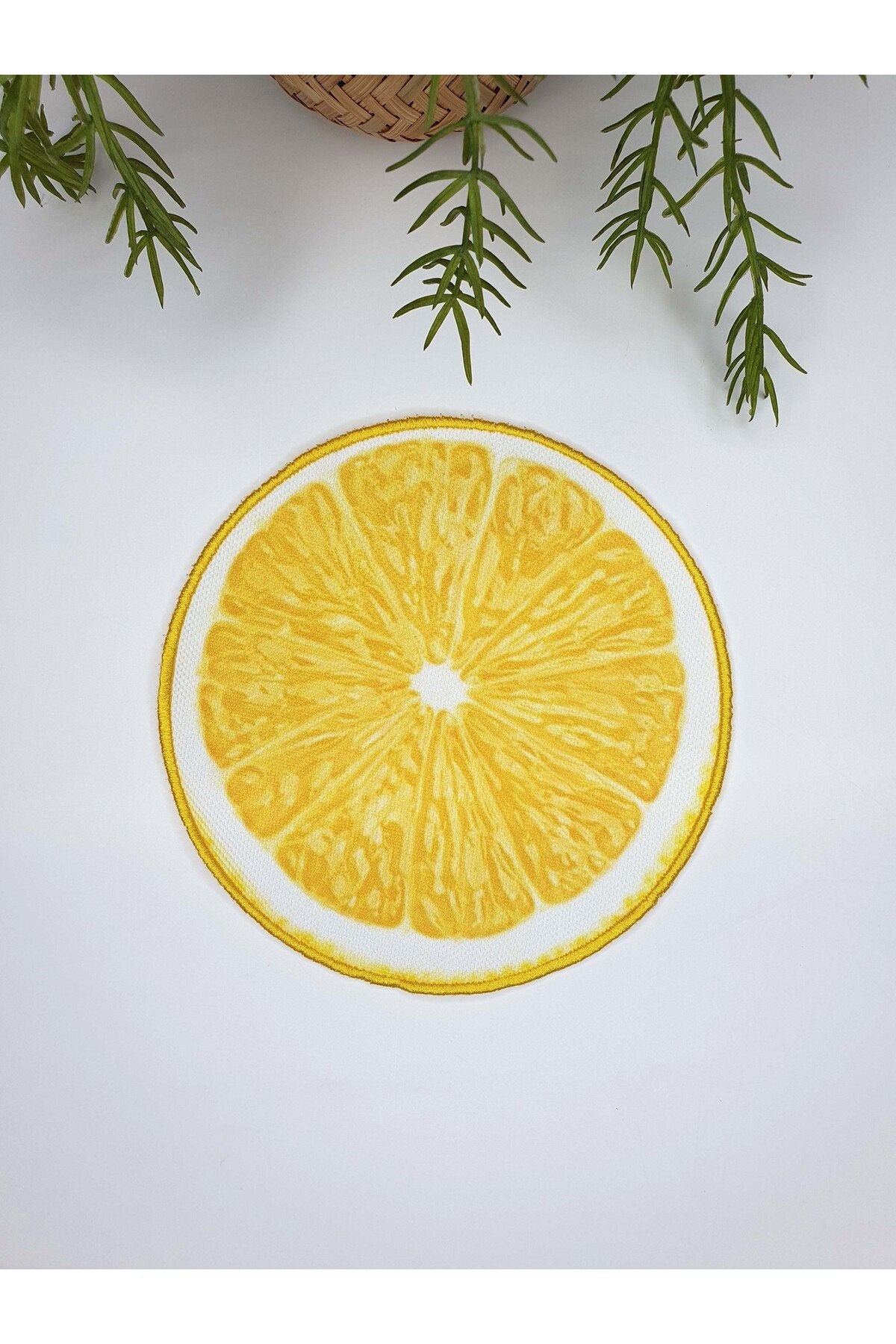Limon Dilimi Desenli Sarı Nakışlı Kokteyl Peçetesi 1 Adet