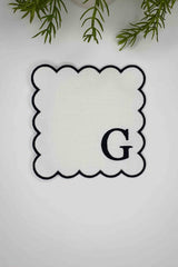 G Harfi Siyah Nakışlı Monogram Patch Kumaş Kokteyl Peçetesi 1 Adet - Decofav | Kırlent, Sofra Tekstili, Kumaş