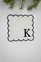 K Harfi Siyah Nakışlı Monogram Patch Kumaş Kokteyl Peçetesi 1 Adet - Decofav | Kırlent, Sofra Tekstili, Kumaş