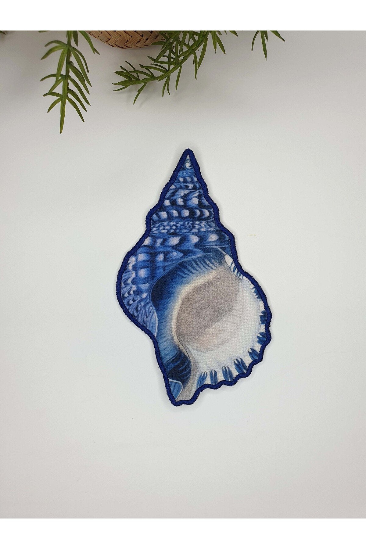 Mavi Caretta Caretta ve Deniz Kabuğu Desenli Nakışlı Kokteyl Peçetesi