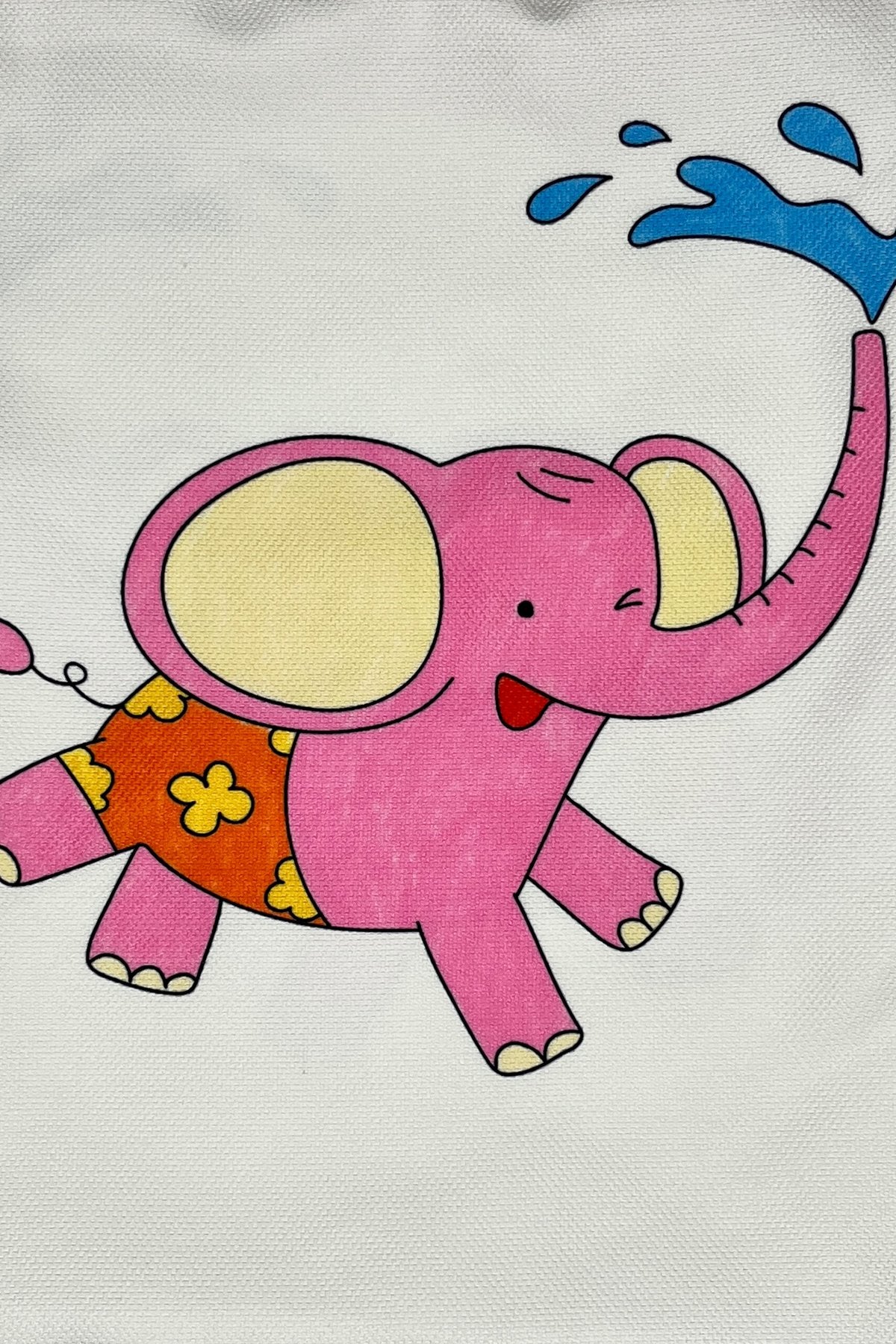 Cheeky Elephant – Yaramaz Fil Temalı İç Dolgulu Petek Dokulu Çocuk Kırlenti (32x32 cm)