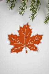 Yaprak Form Turuncu Kumaş Beyaz Nakış Kokteyl Peçetesi 1 Adet