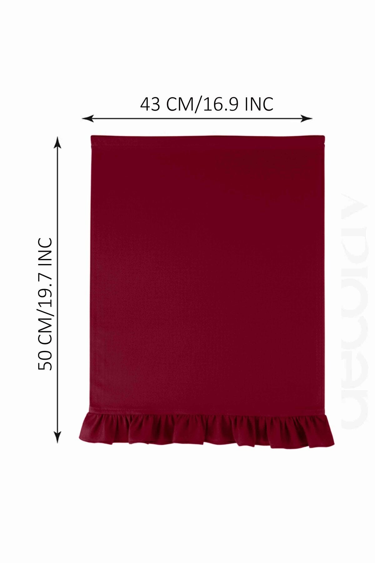 Dekoratif Fırfırlı Bordo Fırın Örtüsü – Su İtici Pamuk Karışımlı 43x50 cm