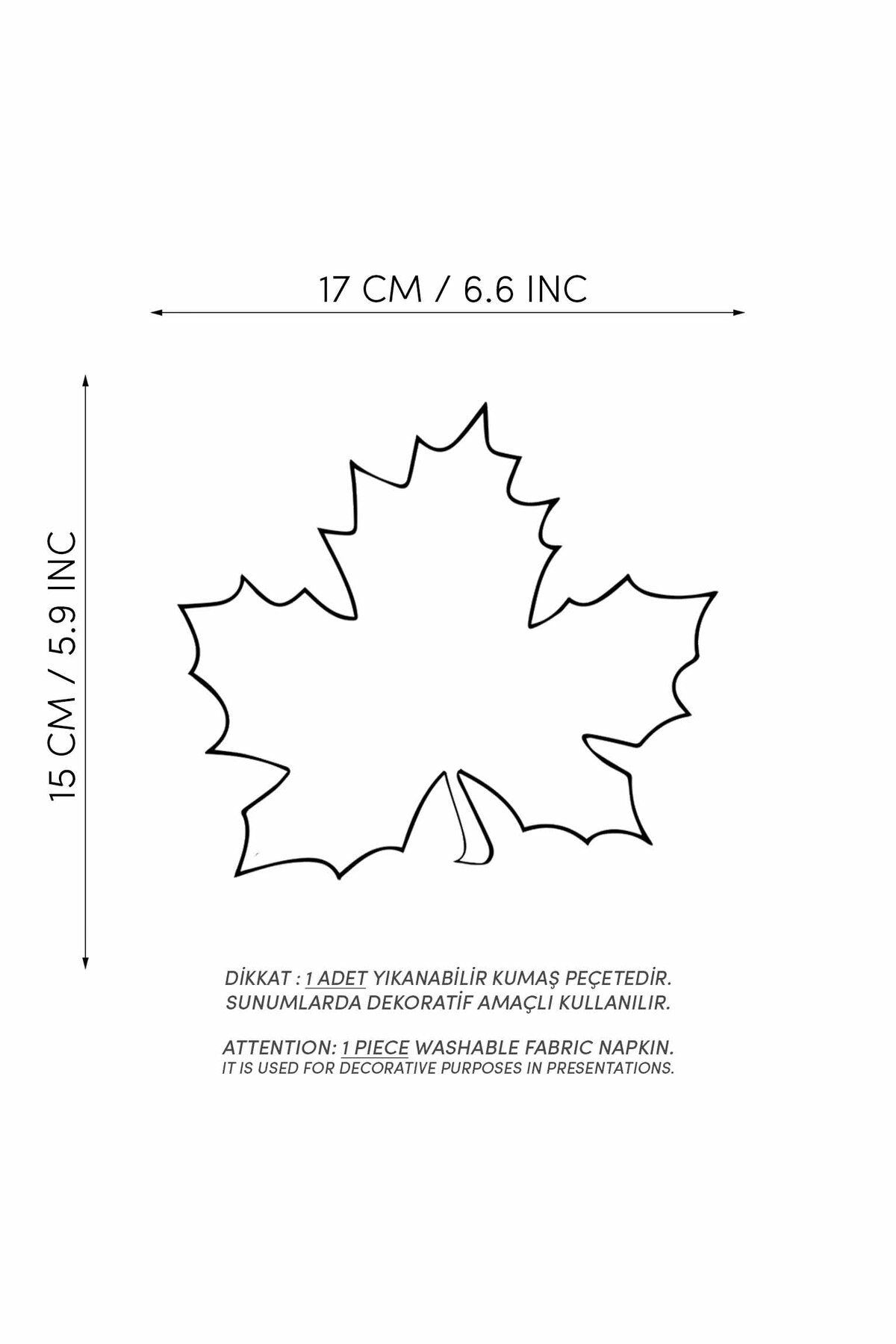 Yaprak Form Beyaz Nakışlı Hardal Kumaş Kokteyl Peçetesi 1 Adet