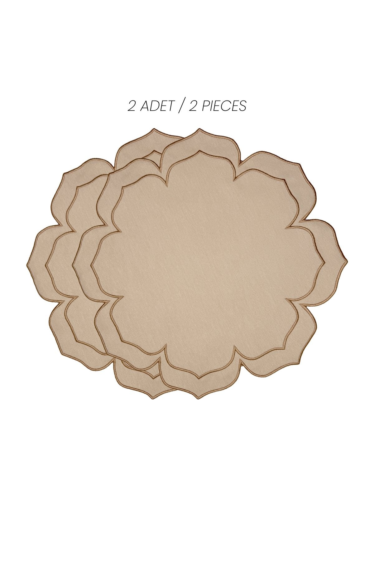 Petra Bej Kumaş Nakışlı Amerikan Servis 40x40cm - 2 Adet