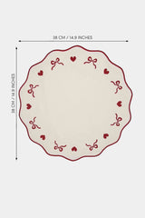 Saludo Ekru Üzeri Kırmızı Nakışlı Amerikan Servis 39x39 cm- 1 Adet