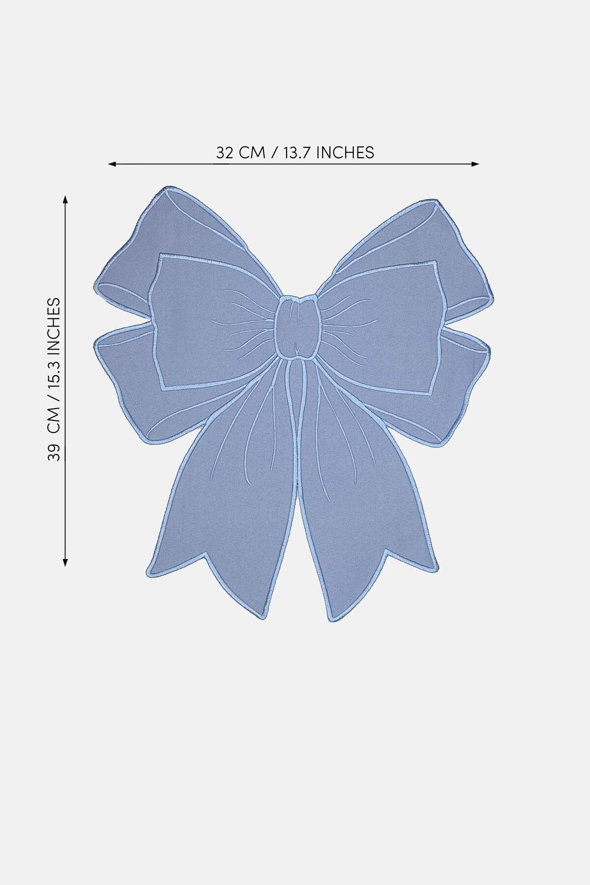 Bow Mavi Kumaş Fiyonk Form Mavi Nakışlı Amerikan Servis 35x39 cm- 1 Adet