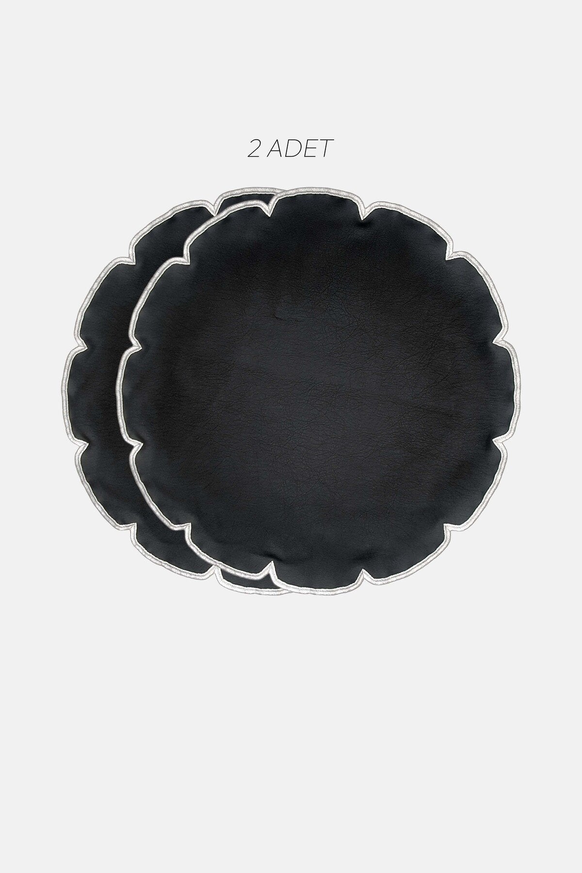 Petal Siyah Suni Deri Nakışlı Amerikan Servis 2 Adet