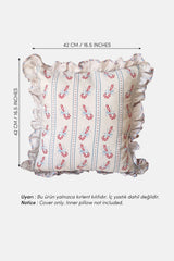 Holly Stripes – Dijital Baskılı Fırfırlı Kırlent Kılıfı - 42x42cm