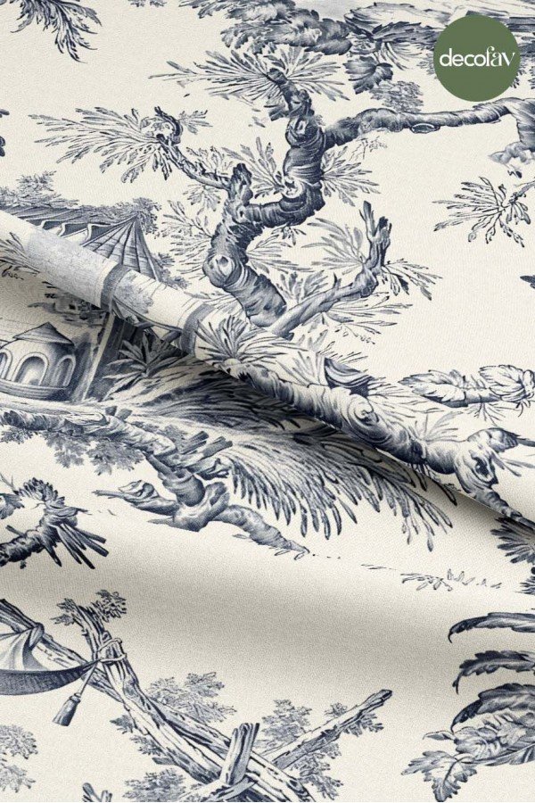 Büyük Toile de Jouy Desenli Dijital Baskılı Kumaş Büyük Toile de Jouy Desenli Dijital Baskılı Kumaş