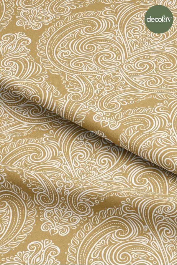 Hardal Rengi Oryantal Damask Desenli Dijital Baskılı Kumaş Hardal Rengi Oryantal Damask Desenli Dijital Baskılı Kumaş