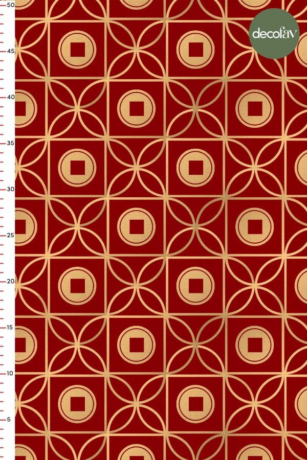 Geleneksel Çin Stili Geometrik Desenli Dijital Baskılı Kumaş