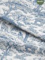Indigo Safari Toile de Jouy Tarzı Dijital Baskılı Kumaş Indigo Safari Toile de Jouy Tarzı Dijital Baskılı Kumaş