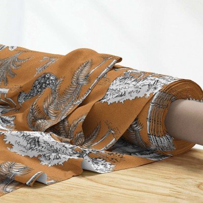Fil Temalı Gravür Temalı Toile Tarzı Dijital Baskılı Kumaş