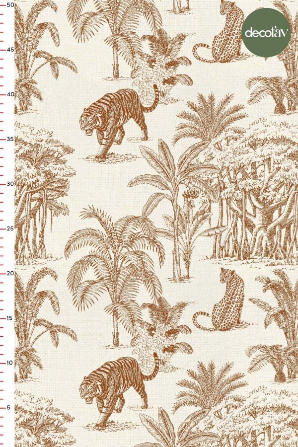 Vintage Yaban Orman Desenli Toile Tarzı Dijital Baskılı Kumaş