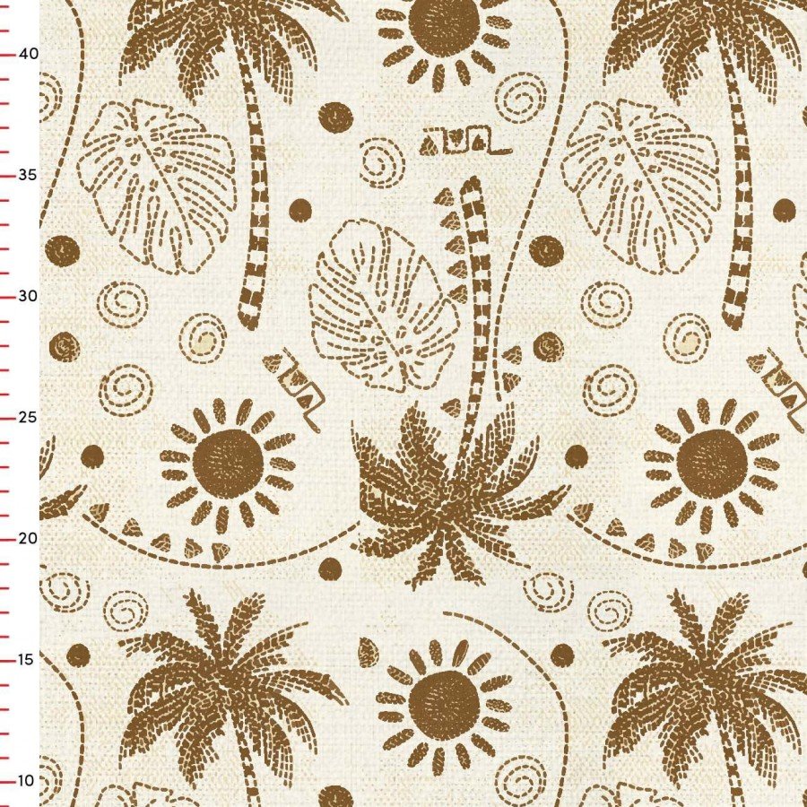 Tropik Minimalist Desenli Dijital Baskılı Kumaş