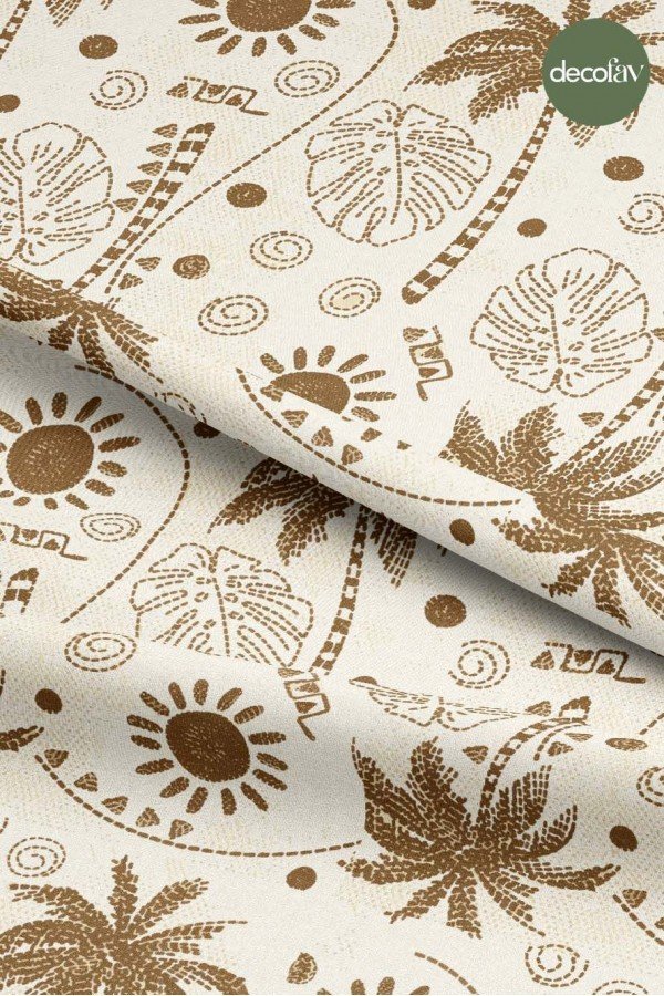 Tropik Minimalist Desenli Dijital Baskılı Kumaş