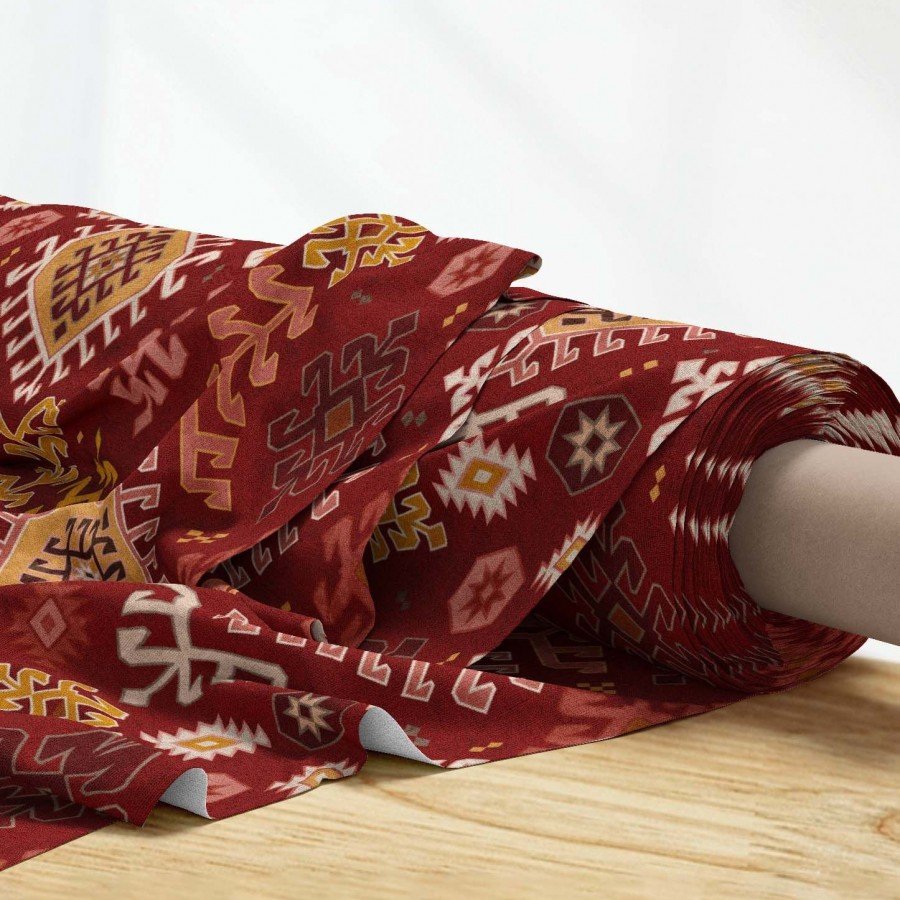 Anadolu Kilim Motif Desenli Dijital Baskılı Kumaş