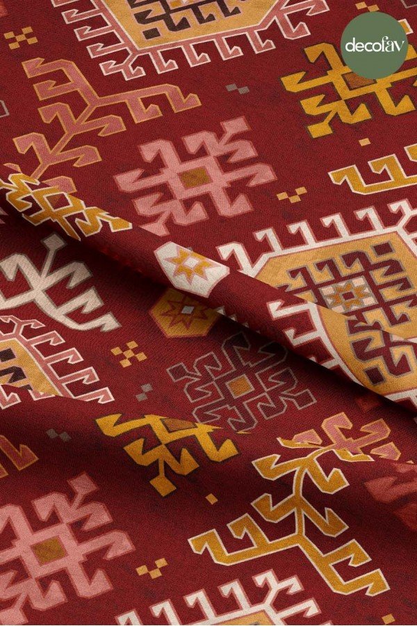 Anadolu Kilim Motif Desenli Dijital Baskılı Kumaş Anadolu Kilim Motif Desenli Dijital Baskılı Kumaş