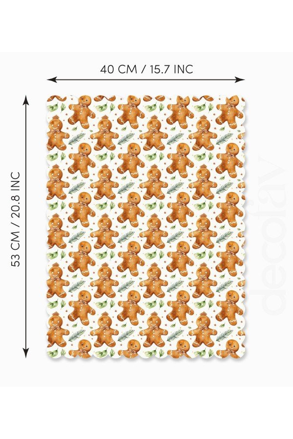Sulu Boya Gingerman Desenli Lazer Kesim Fırın Örtüsü Sulu Boya Gingerman Desenli Lazer Kesim Fırın Örtüsü