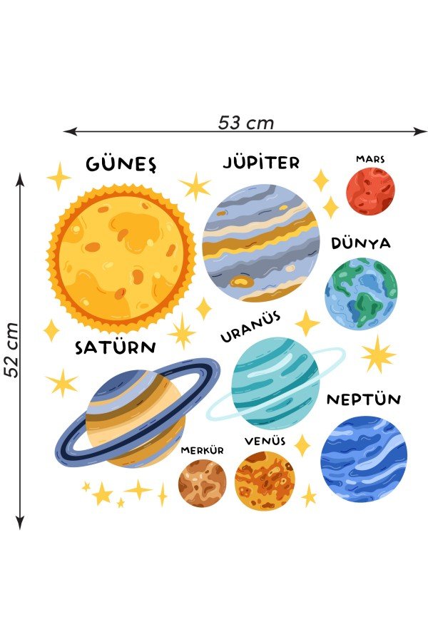 Çocuk Odası Gezegenler ve Yıldızlar Sticker Seti Güneş Sistemi 27 Parça