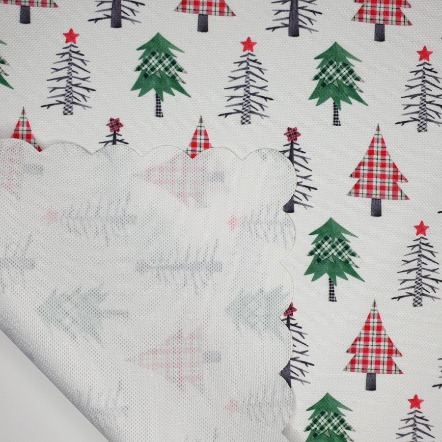 Patchwork Stili Çam Ağaçları Yılbaşı Konsept Tasarım Lazer Kesim Fırın Örtüsü