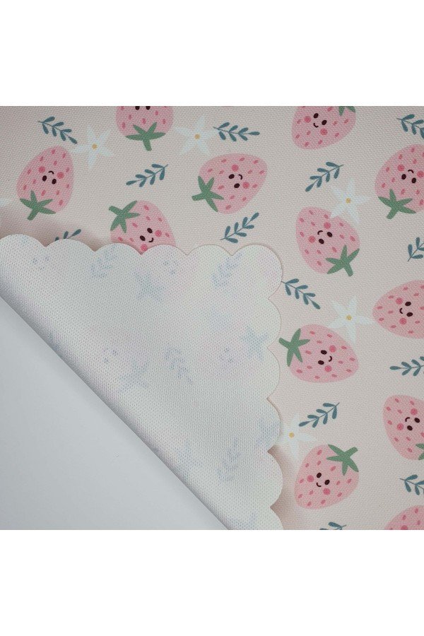 Pastel Pembe Tatlı Çilekler Desenli Lazer Kesim Kumaş Fırın Örtüsü Pastel Pembe Tatlı Çilekler Desenli Lazer Kesim Kumaş Fırın Örtüsü