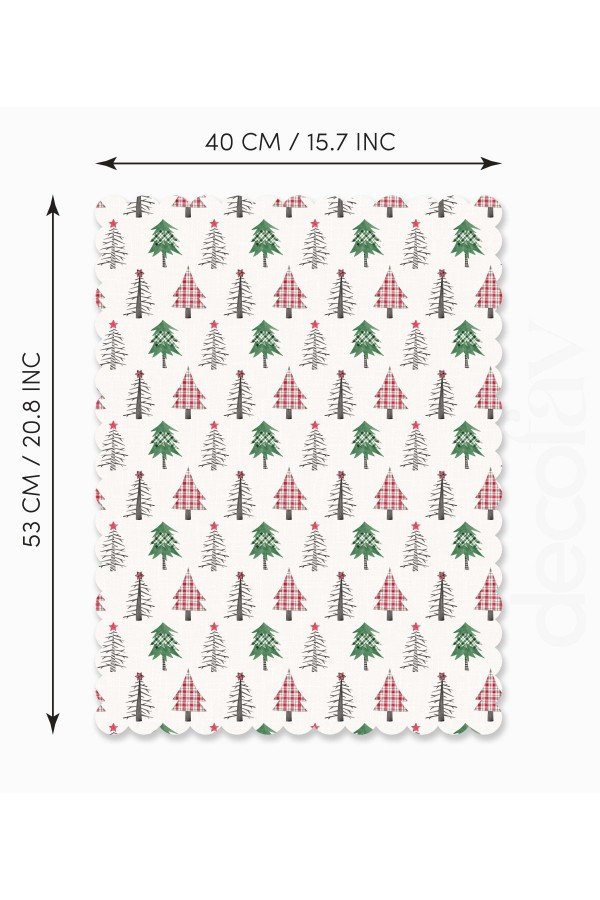 Patchwork Stili Çam Ağaçları Yılbaşı Konsept Tasarım Lazer Kesim Fırın Örtüsü Patchwork Stili Çam Ağaçları Yılbaşı Konsept Tasarım Lazer Kesim Fırın Örtüsü