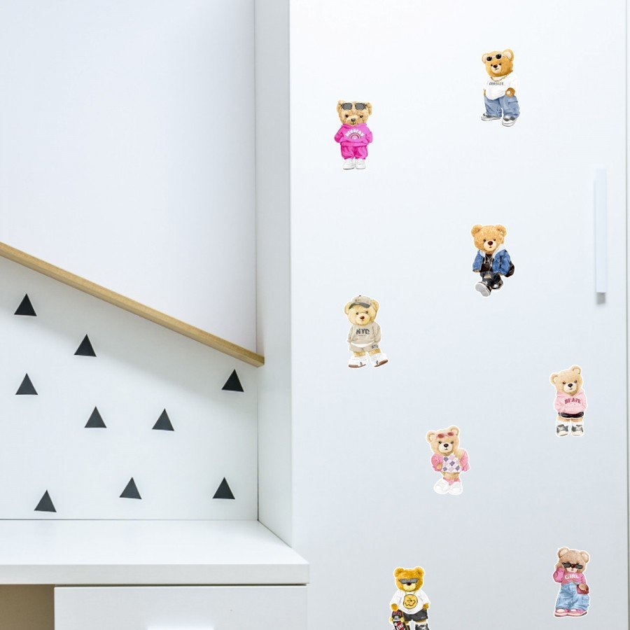 Havalı Teddy Ayıcıklar Sticker Seti 8 Adet Sticker