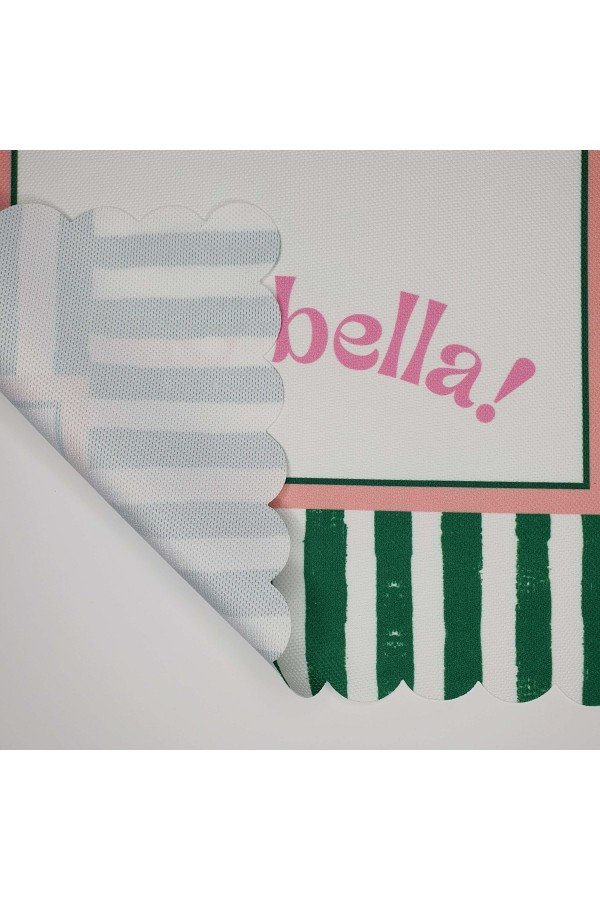 Dekoratif Kenar Ciao Bella Slogan Tasarım Lazer Kesim Fırın Örtüsü Dekoratif Kenar Ciao Bella Slogan Tasarım Lazer Kesim Fırın Örtüsü
