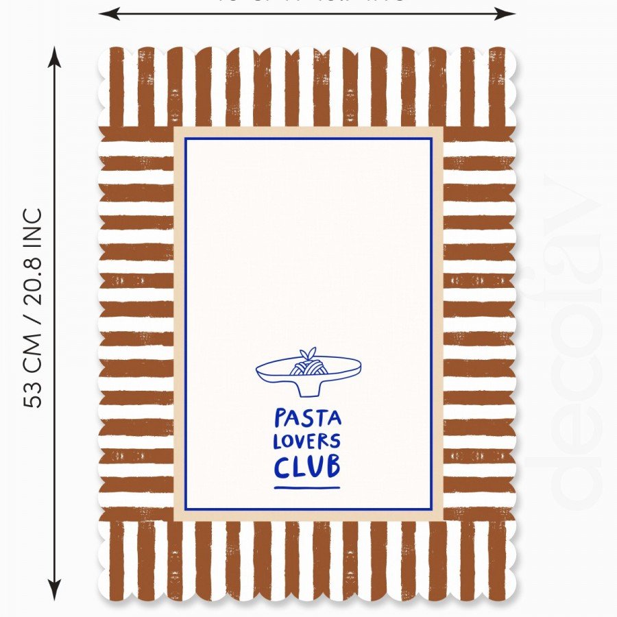 Dekoratif Kenar Pasta Lovers Club Slogan Tasarımlı Lazer Kesim Fırın Örtüsü