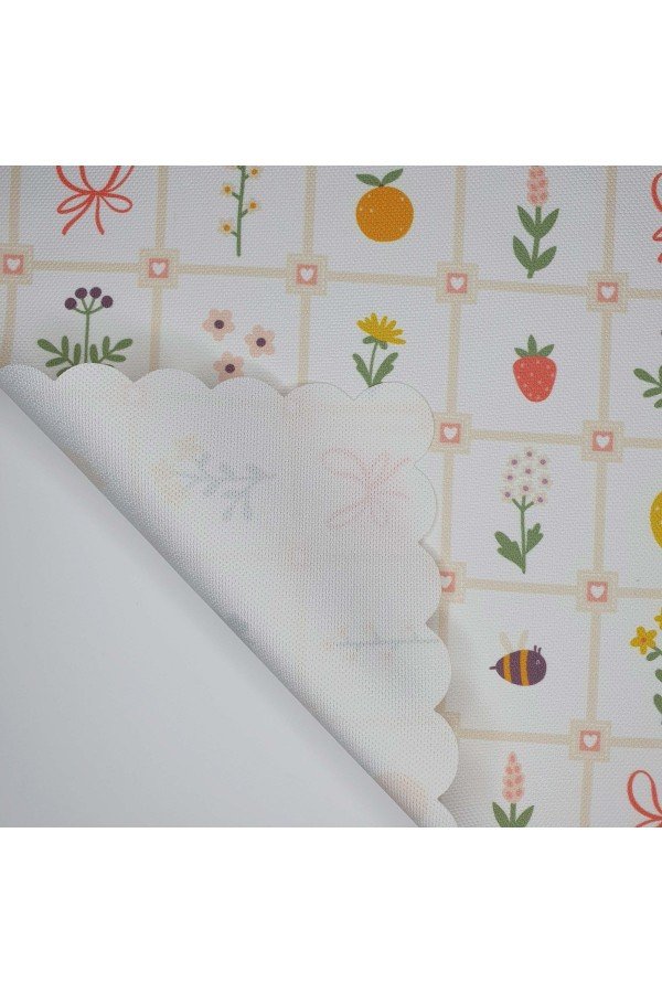 Pastel Çiçekler, Meyveler, Geometrik Desenli Lazer Kesim Kumaş Fırın Örtüsü Pastel Çiçekler, Meyveler, Geometrik Desenli Lazer Kesim Kumaş Fırın Örtüsü