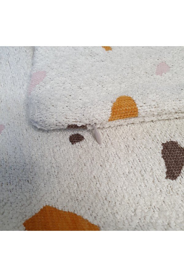 Terrazzo Desenli Lüks Bukle Kırlent Kılıfı Beyaz Terrazzo Desenli Lüks Bukle Kırlent Kılıfı Beyaz