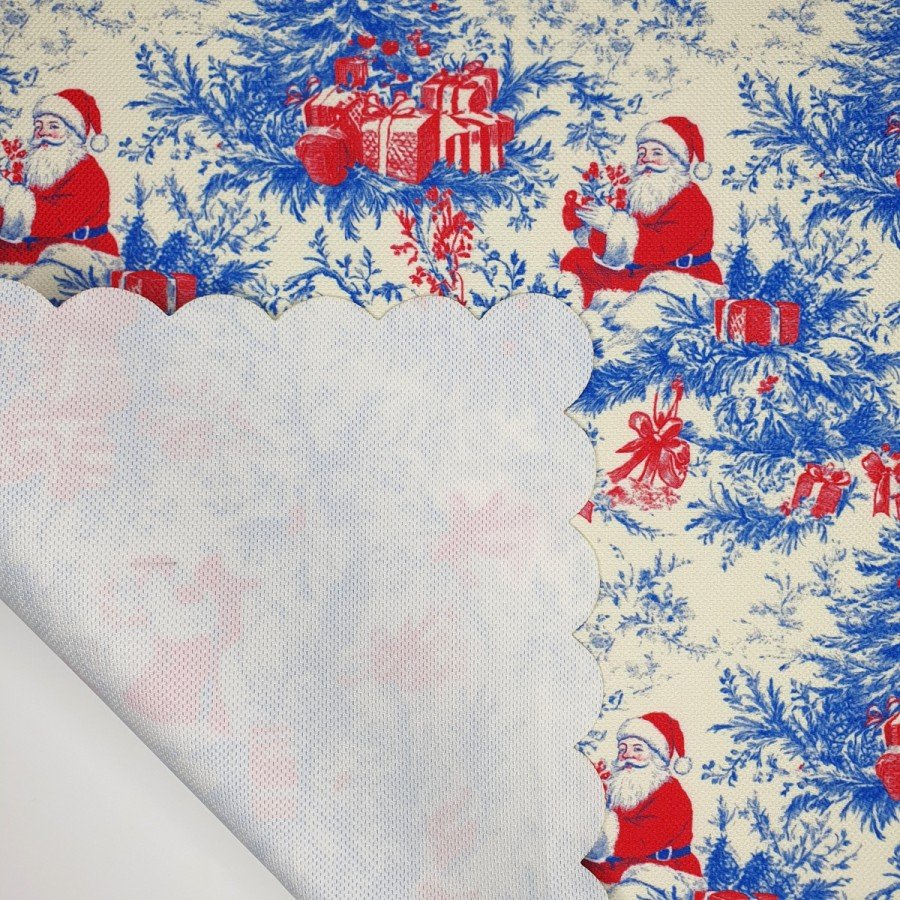 Noel Baba Toile de Jouy Fransız Stili Desenli Lazer Kesim Fırın Örtüsü