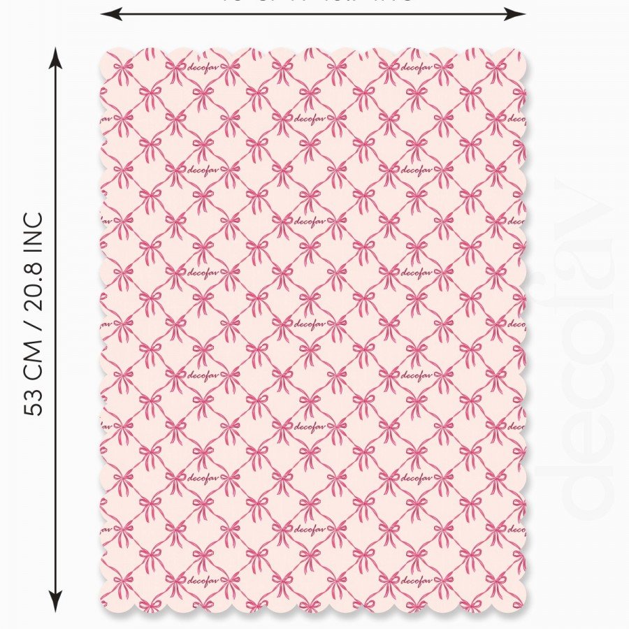 Romantik Pembe Fiyonk Desenli Lazer Kesim Kumaş Fırın Örtüsü