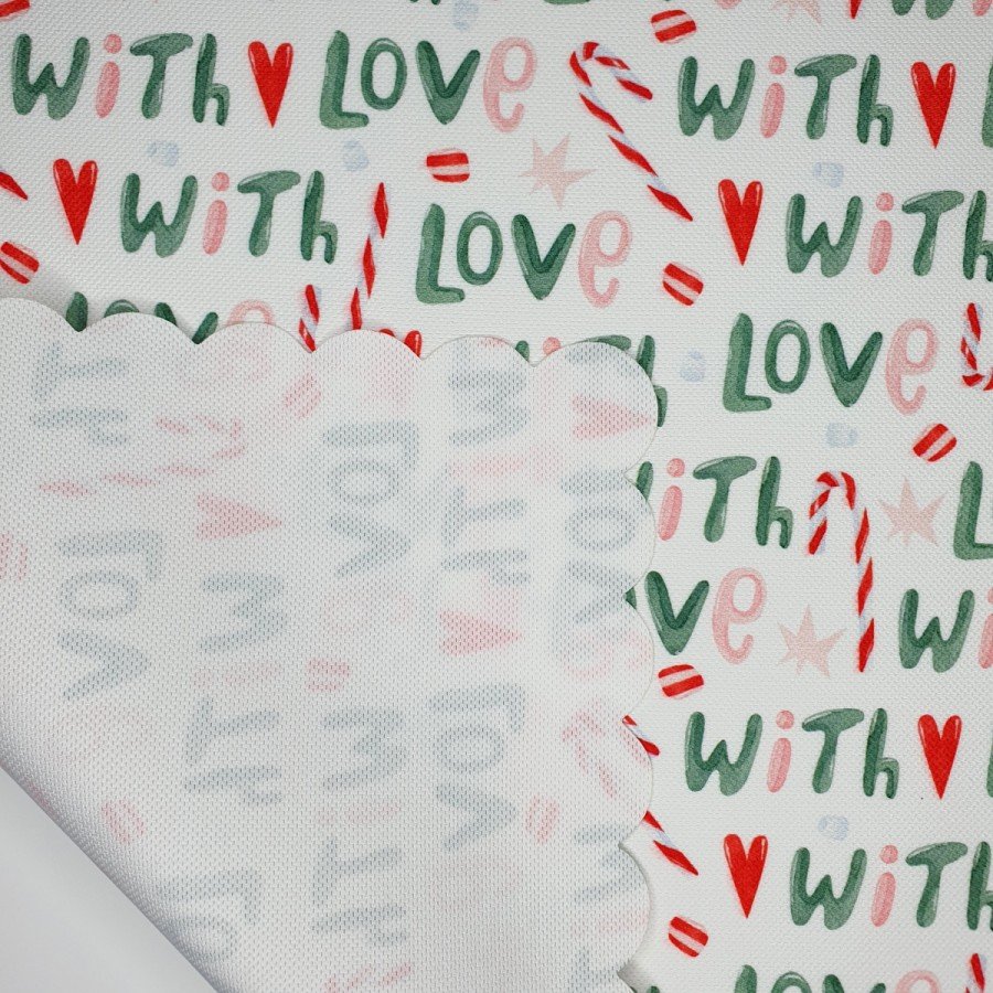 Baston Şeker ve With Love Yazı Desenli Yılbaşı Konsept Lazer Kesim Fırın Örtüsü