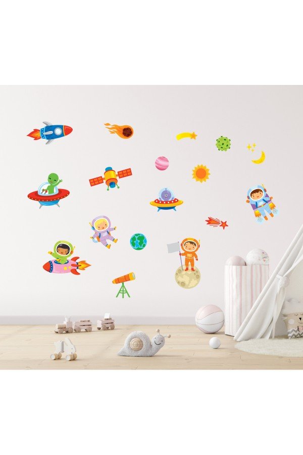 Uzay Temalı Dekoratif Sticker Seti 20 Parça