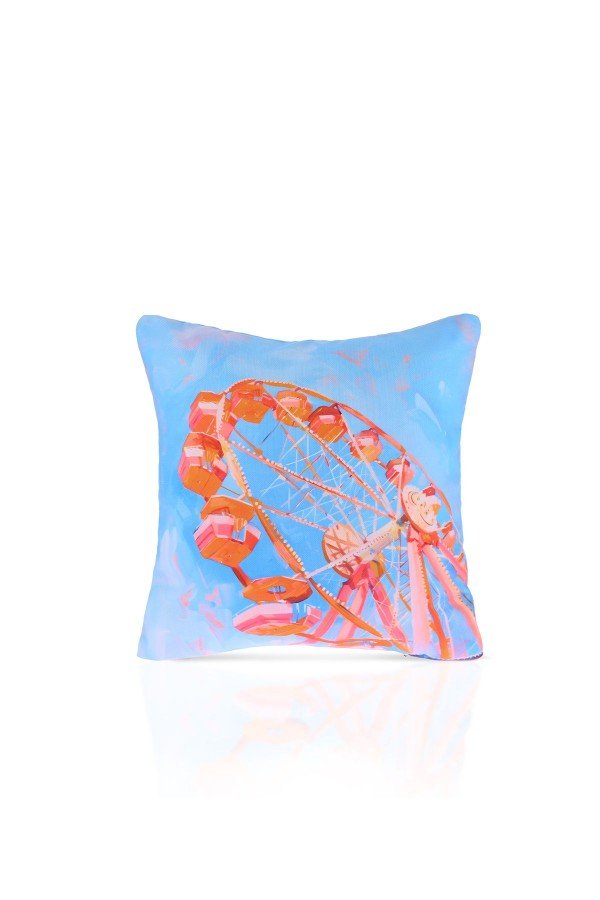 Carnival Dream Dönme Dolap İllüstrasyonlu Mavi Kırlent Kılıfı – 43x43cm Carnival Dream Dönme Dolap İllüstrasyonlu Mavi Kırlent Kılıfı – 43x43cm