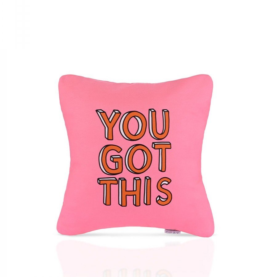 You Got This Motive Edici Yazılı Pembe Kırlent Kılıfı – 43x43cm