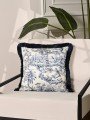 Toile Desen Lacivert Saçaklı Kadife Kırlent Kılıfı – 43x43 cm Toile Desen Lacivert Saçaklı Kadife Kırlent Kılıfı – 43x43 cm