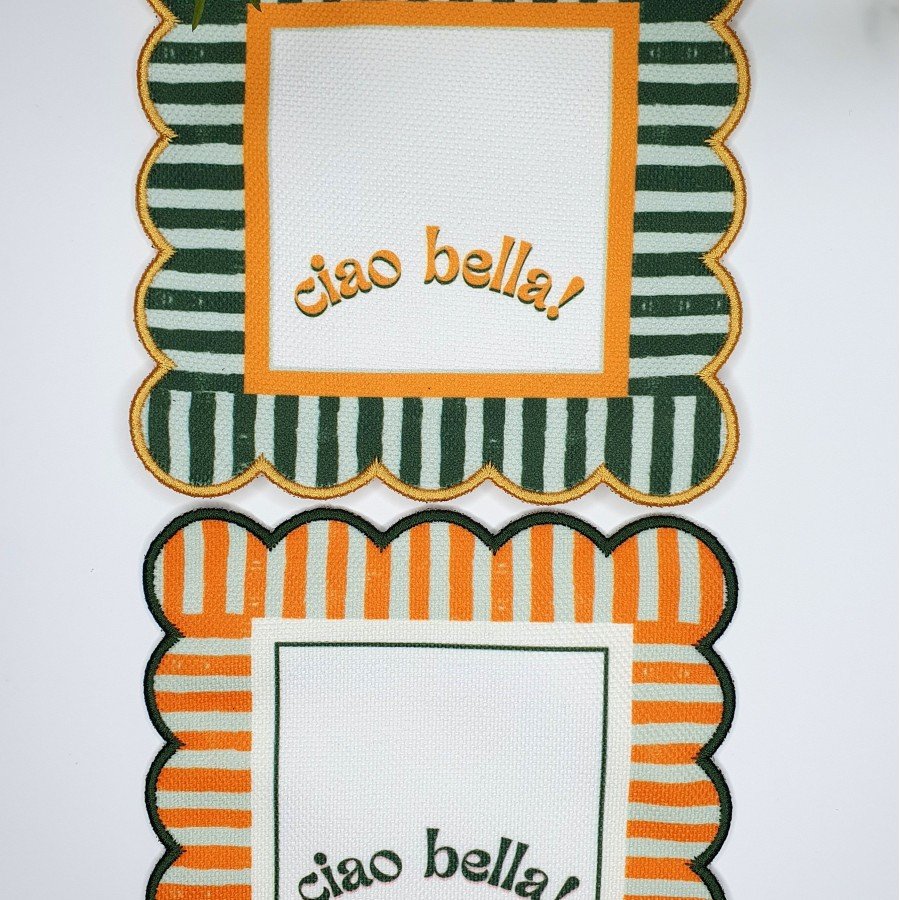 Ciao Bella Line Tasarım Hardal Yeşil Nakış Kenar Kokteyl Peçetesi 2 Adet