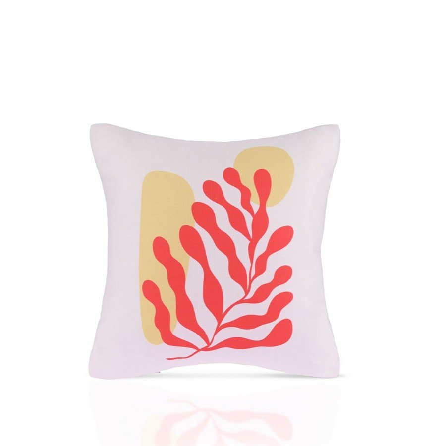 Coral Flow Modern Soyut Bitki Desenli Kırlent Kılıfı – 43x43cm