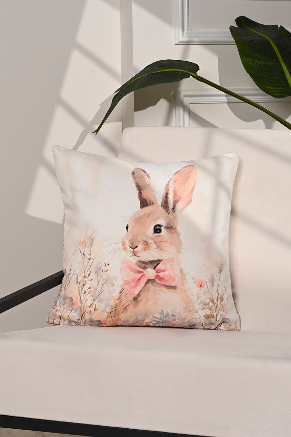 Blossom Bunny Pembe Fiyonklu Tavşan Kırlent Kılıfı – 43x43cm Blossom Bunny Pembe Fiyonklu Tavşan Kırlent Kılıfı – 43x43cm