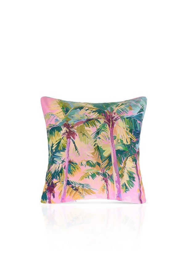 Paradise Palms Renkli Tropikal Ağaç Desenli Kırlent Kılıfı – 43x43cm