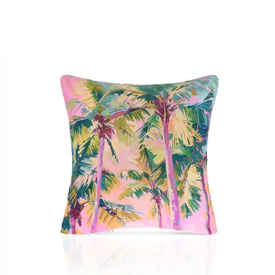 Paradise Palms Renkli Tropikal Ağaç Desenli Kırlent Kılıfı – 43x43cm