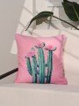 Blooming Cactus Çiçekli Kaktüs İllüstrasyonlu Kırlent Kılıfı – 43x43cm Blooming Cactus Çiçekli Kaktüs İllüstrasyonlu Kırlent Kılıfı – 43x43cm